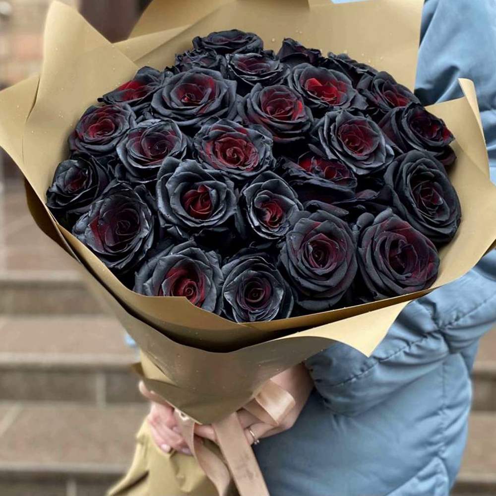 Букет из 25 чёрных роз Premium