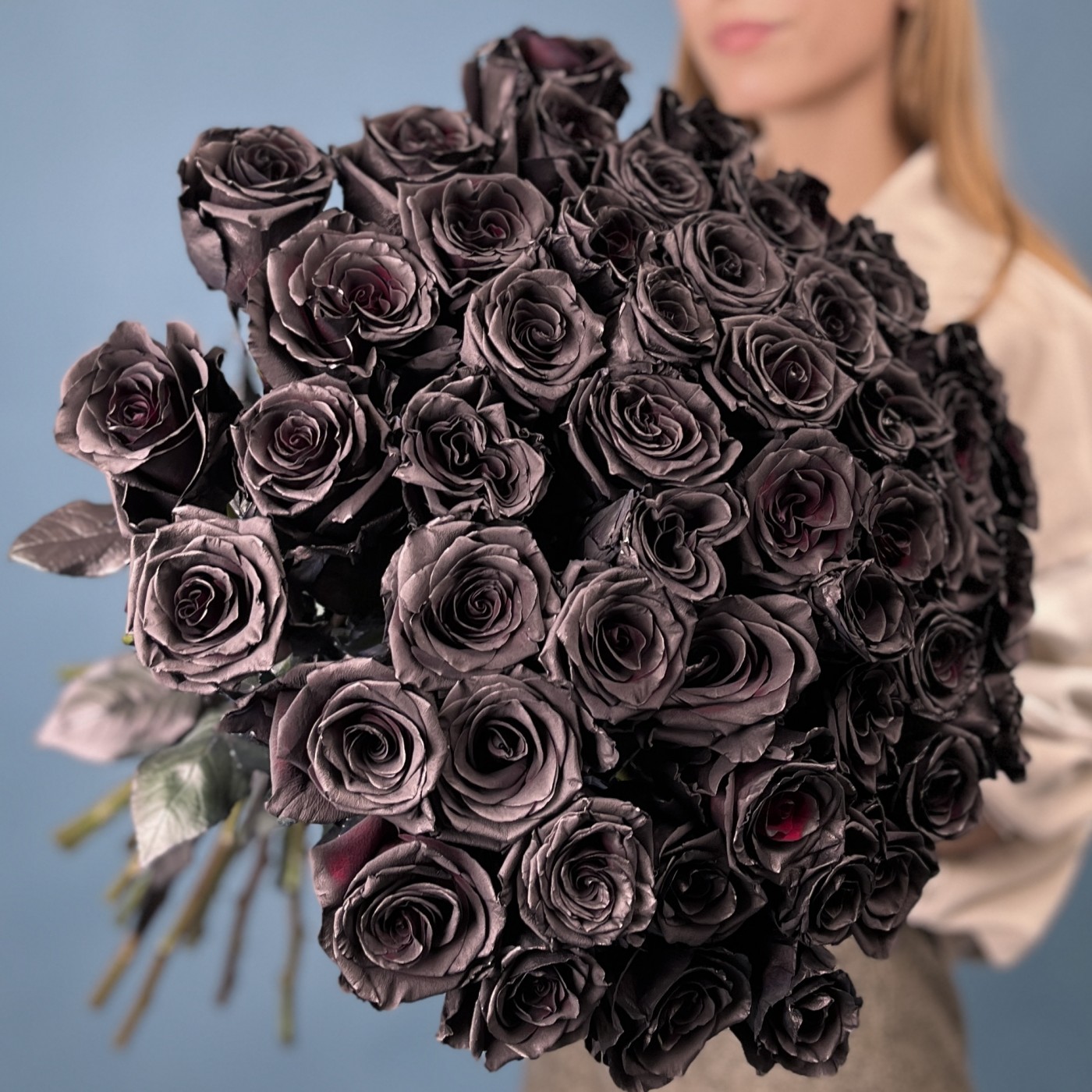 Букет из 51 чёрной розы Premium